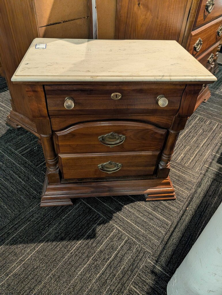 Marble Top Pine Nightstand