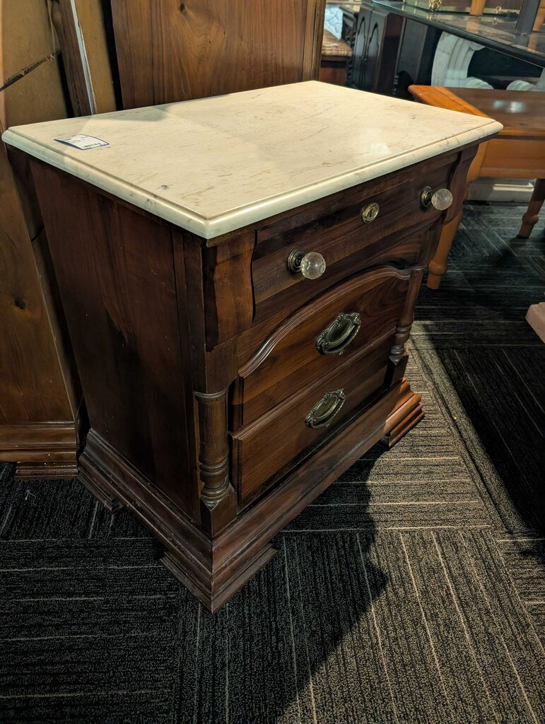 Marble Top Pine Nightstand