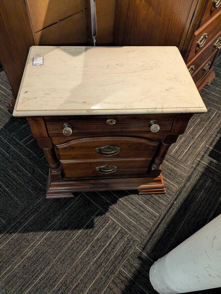 Marble Top Pine Nightstand