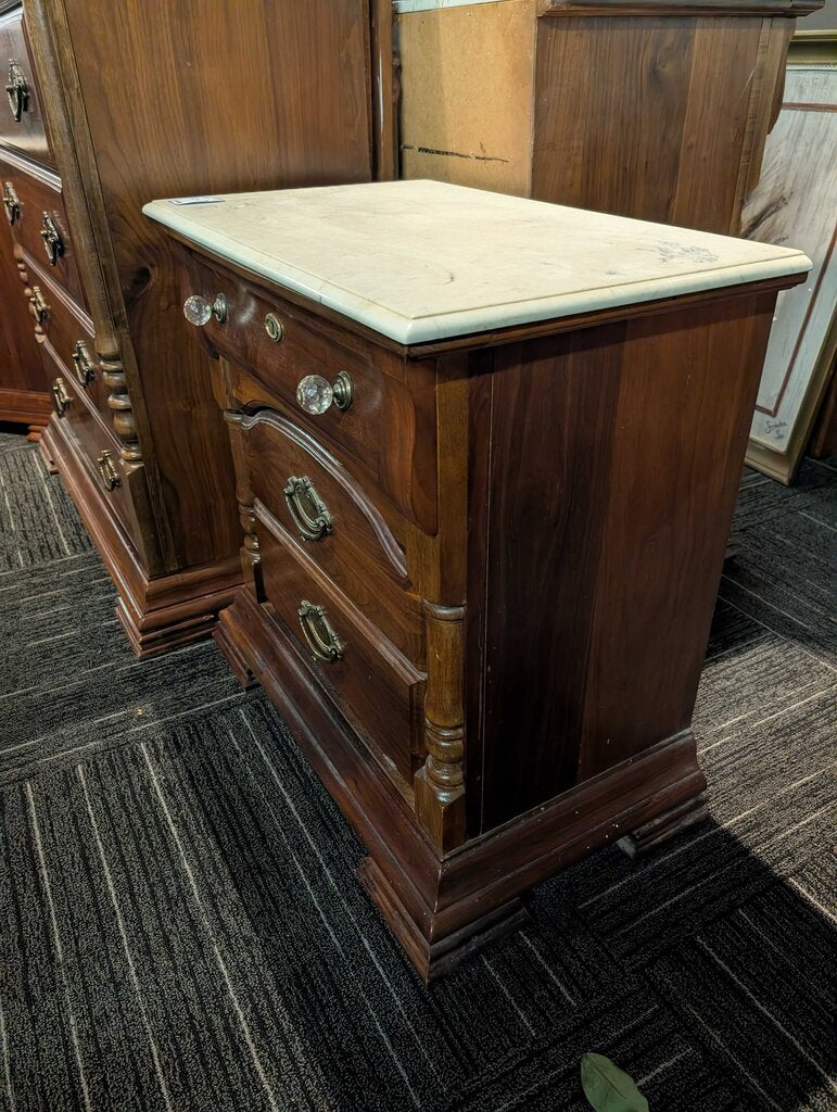 Marble Top Pine Nightstand