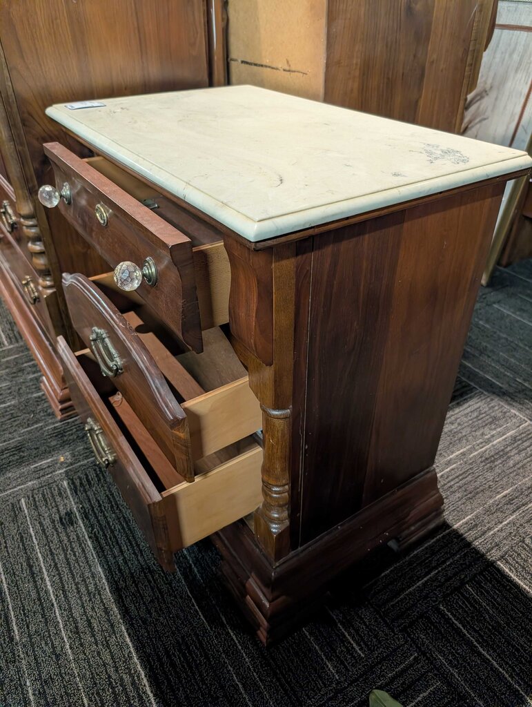 Marble Top Pine Nightstand
