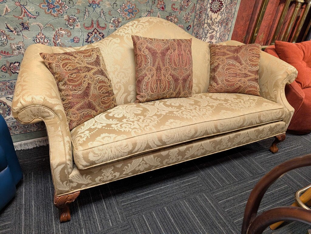 Formal Ethan Allen Camelback Sofa