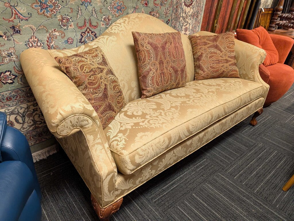 Formal Ethan Allen Camelback Sofa