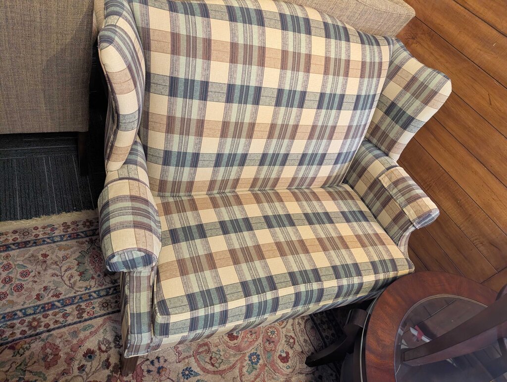 Formal Plaid Wingback Loveseat By Marlow Furniture