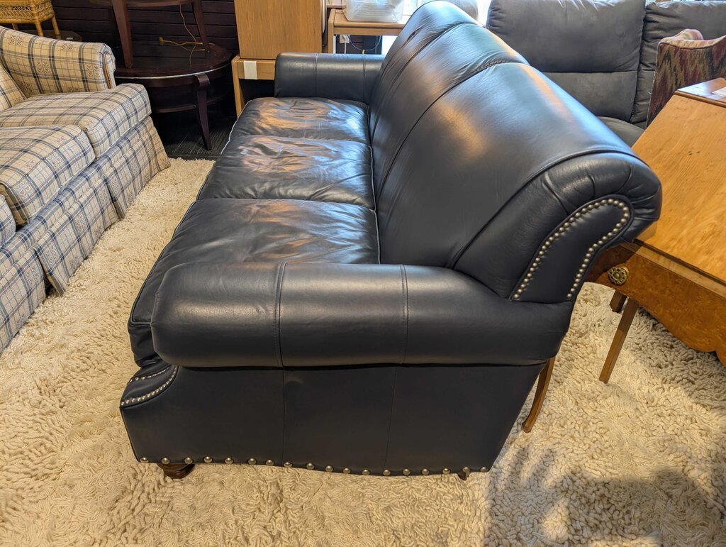 Navy Blue Leather Sofa By Birch Lane