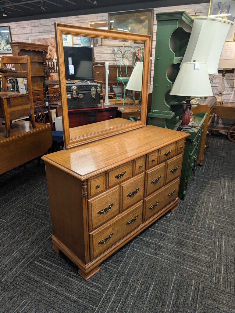 Oak Dresser With Mirror