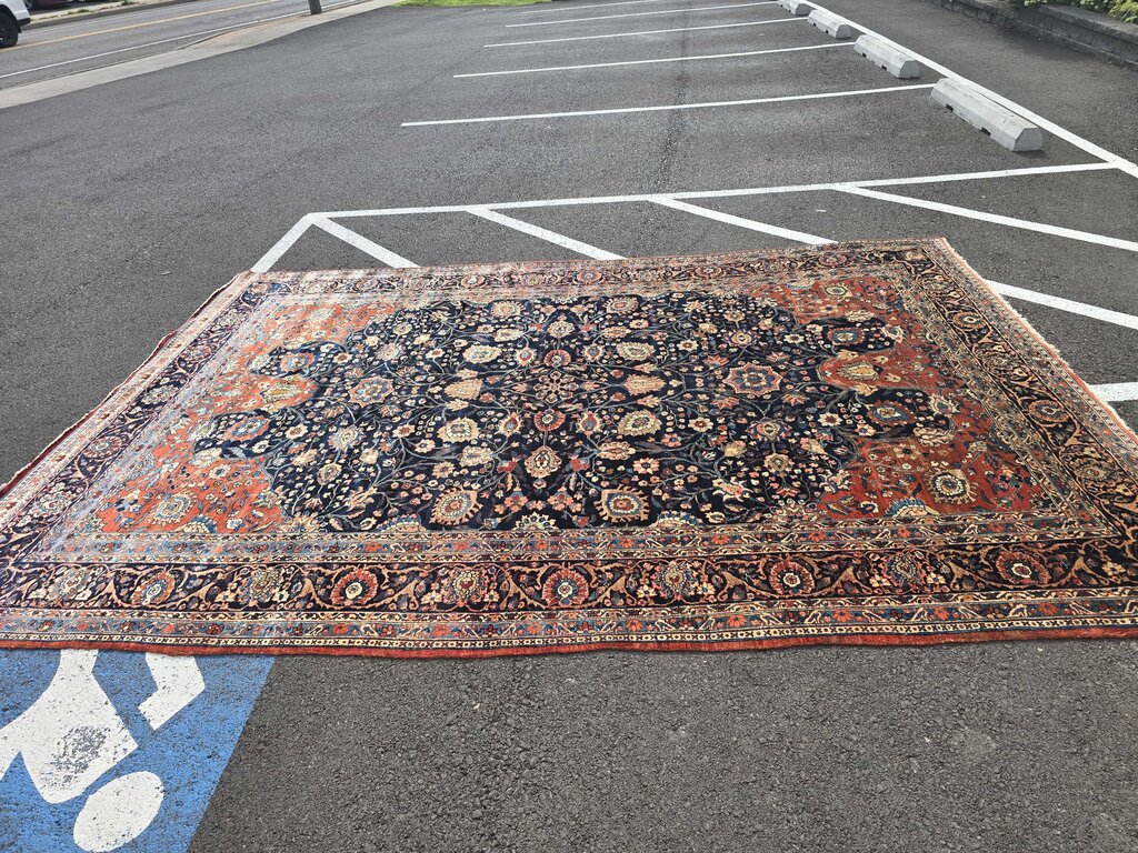 Exceptional Antique Persian Mahal Carpet Circa 1920 - Rich All-Over Floral Design 9'2" by 13'5"