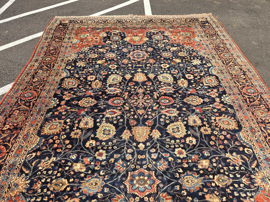 Exceptional Antique Persian Mahal Carpet Circa 1920 - Rich All-Over Floral Design 9'2" by 13'5"