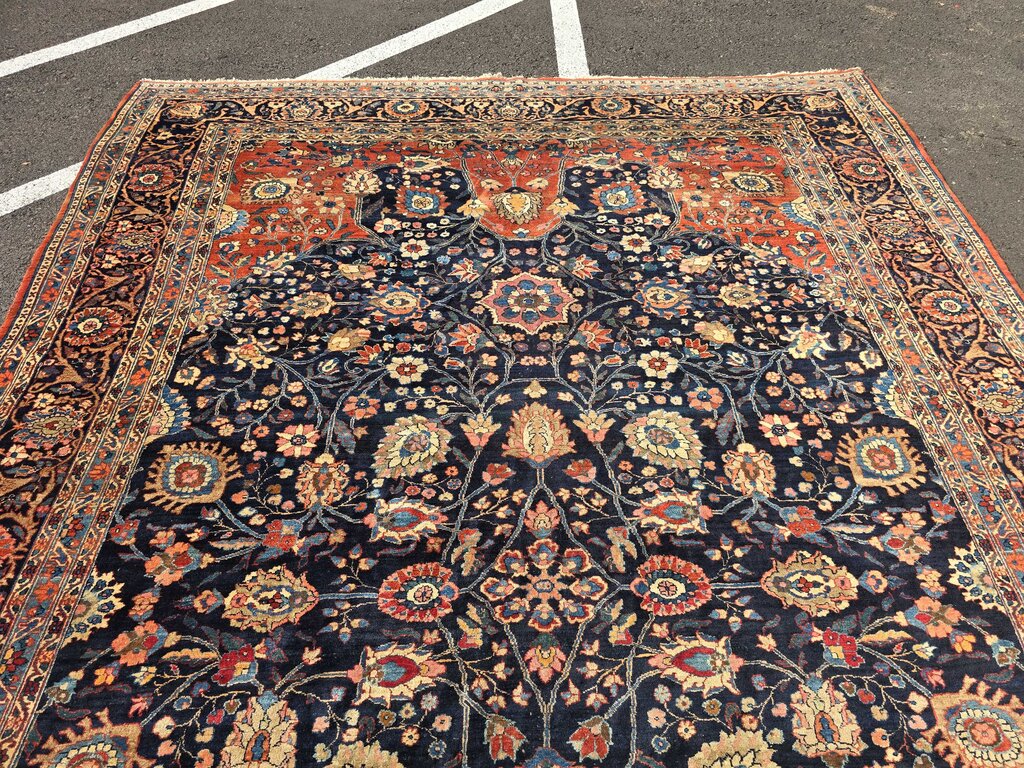 Exceptional Antique Persian Mahal Carpet Circa 1920 - Rich All-Over Floral Design 9'2" by 13'5"