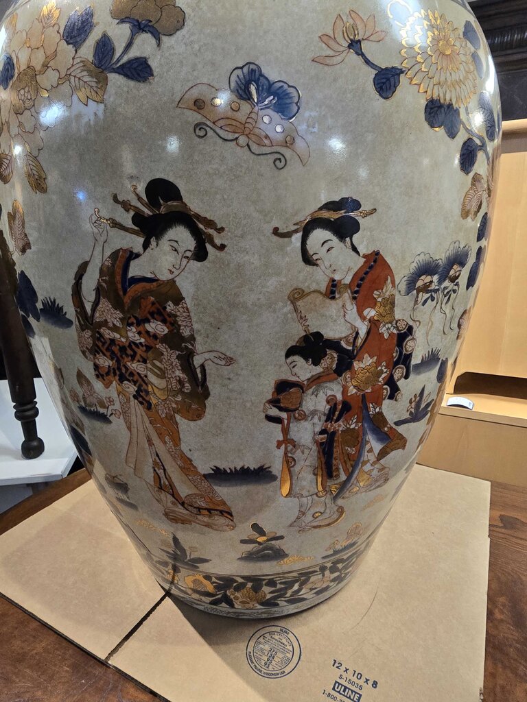 Exceptional Pair of Pair of Antique Signed Kutani Floor Vases Circa 1920