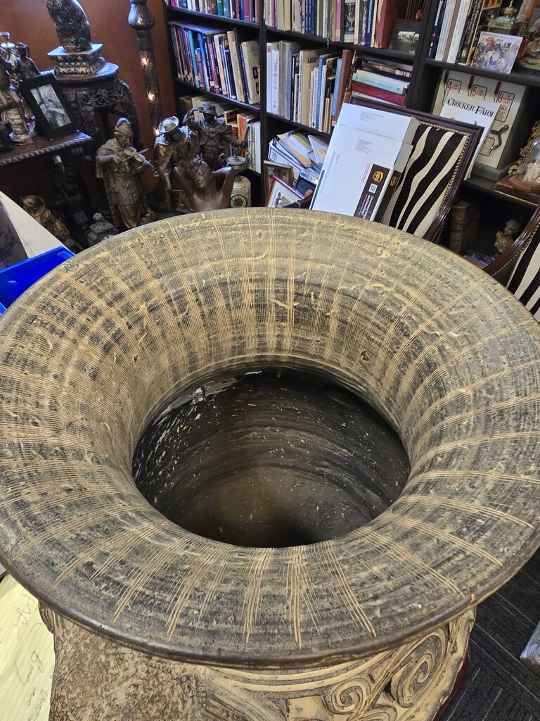 Large Heavy Mid-Century Hand Made Southeast Asian Elephant Pottery Floor Vase