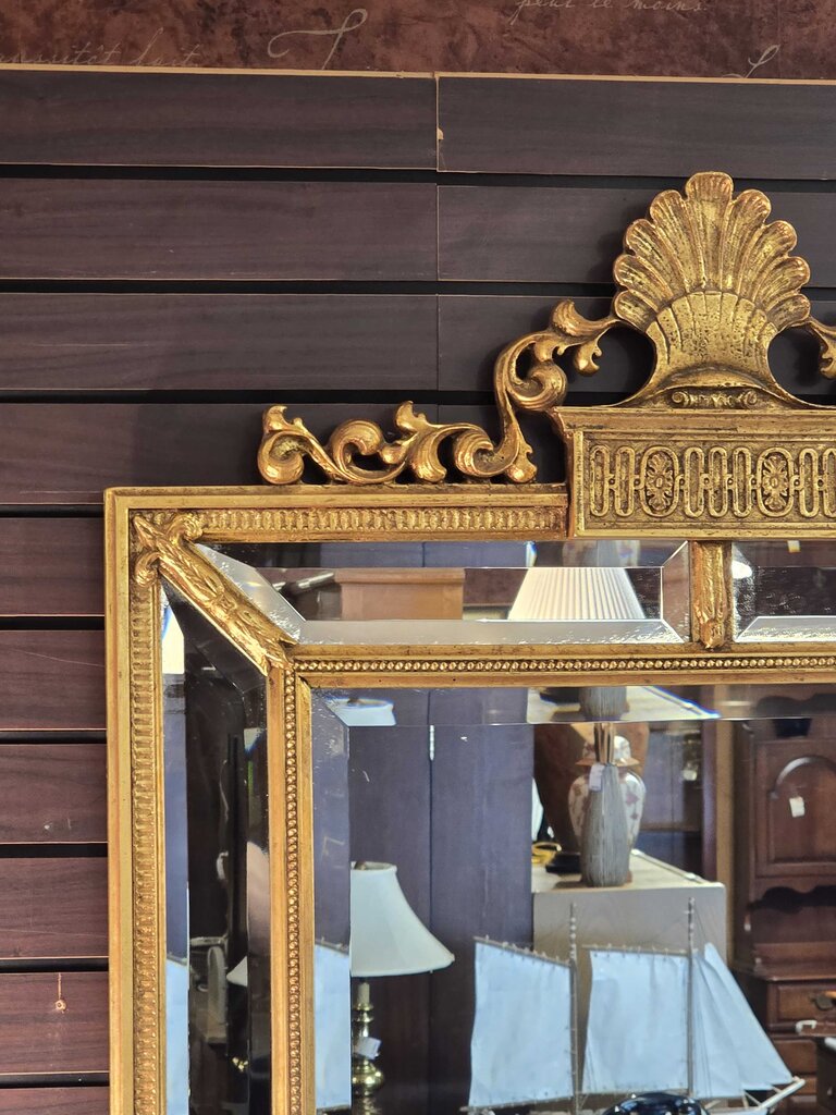 Contemporary Hollywood Regency Style Gilt Beveled Wall Mirror