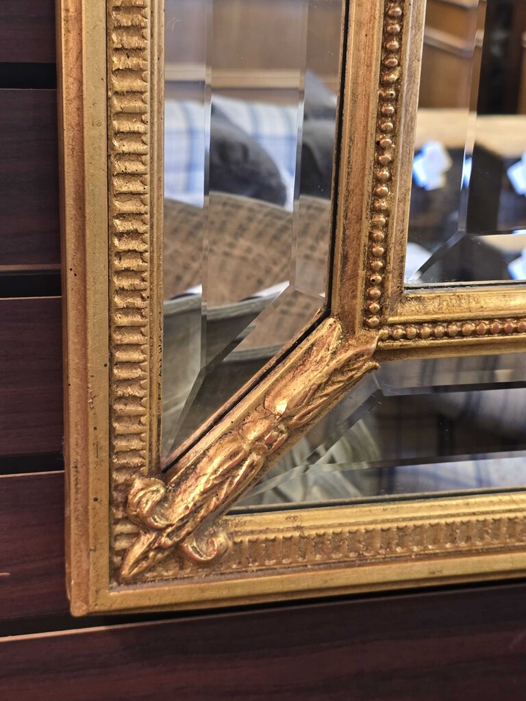 Contemporary Hollywood Regency Style Gilt Beveled Wall Mirror