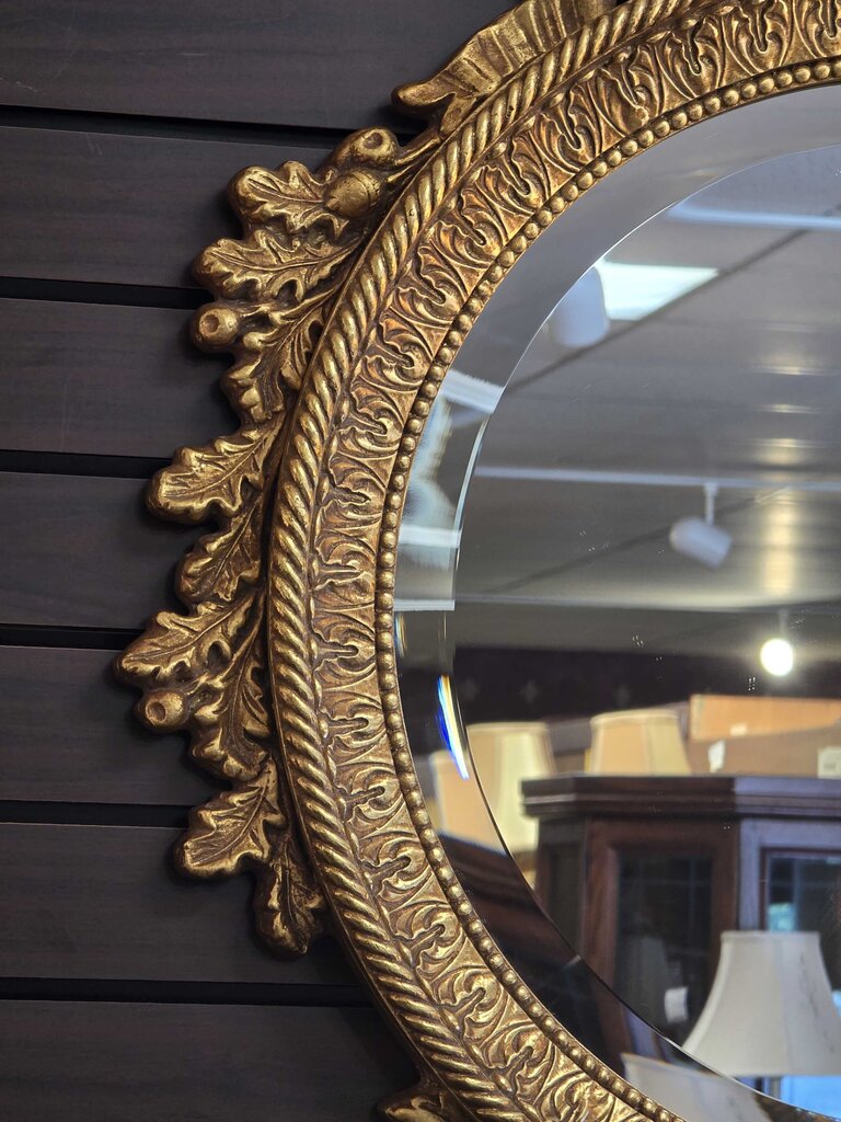 Contemporary Hollywood Regency Style Ribbon Crest Wall Mirror by Majestic Mirror