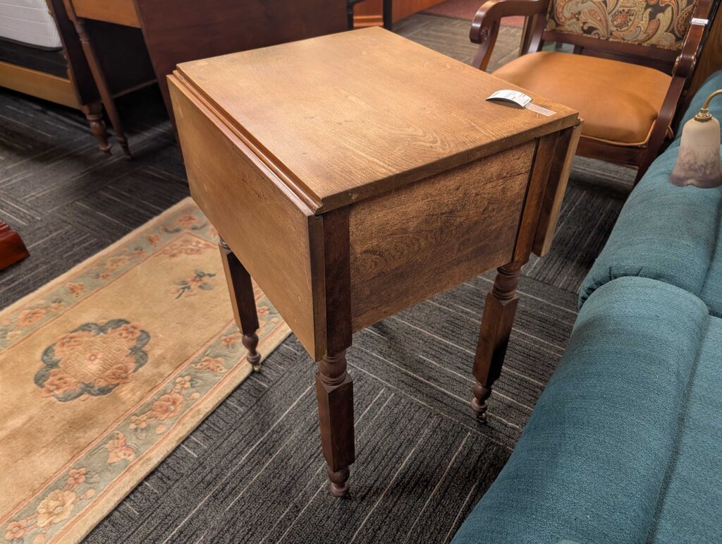 Antique Sheraton Drop Leaf Two Drawer Stand