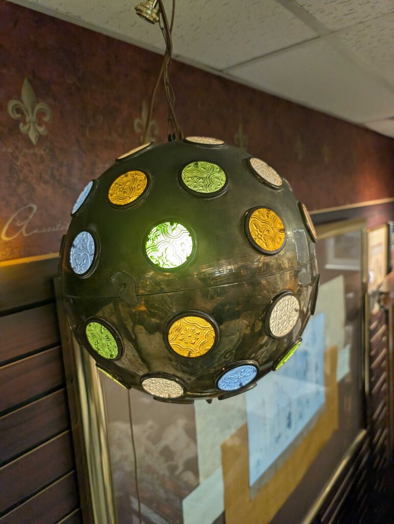 Mid Century Brass Pendant Globe Light