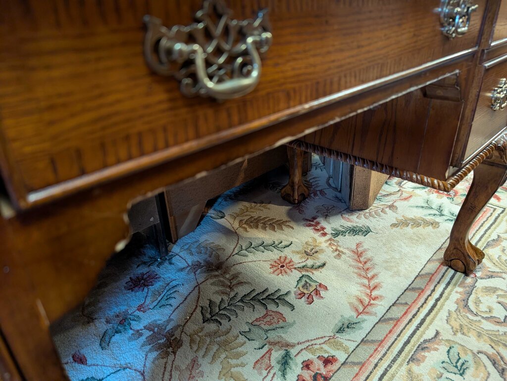 Oak Finish Carved Desk
