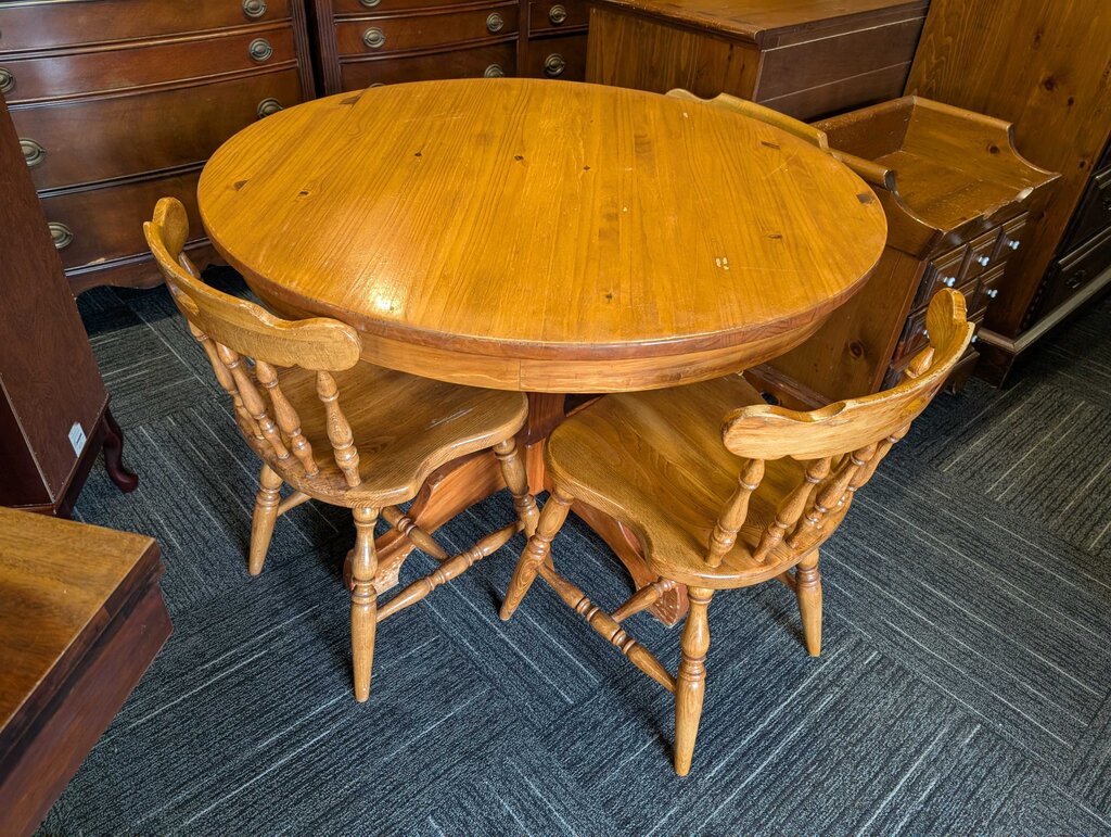 Pine Table With Three Chairs