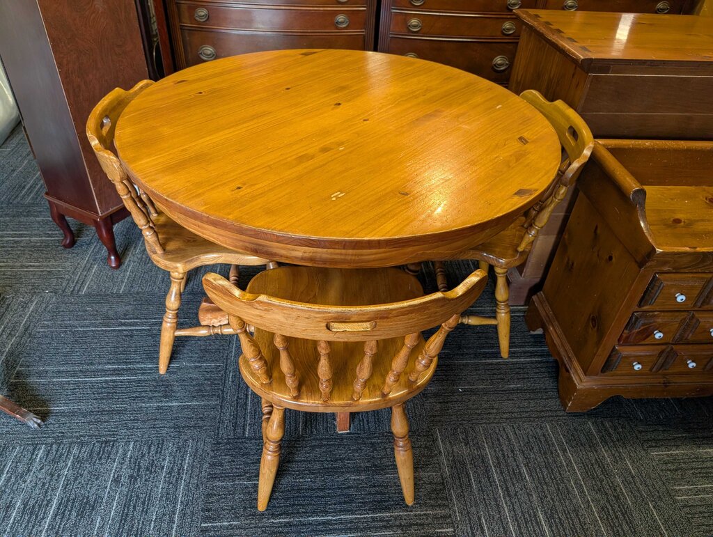 Pine Table With Three Chairs
