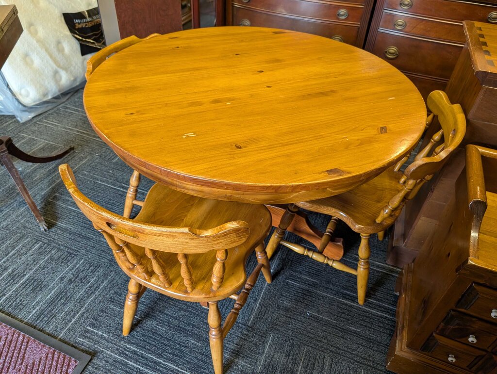 Pine Table With Three Chairs
