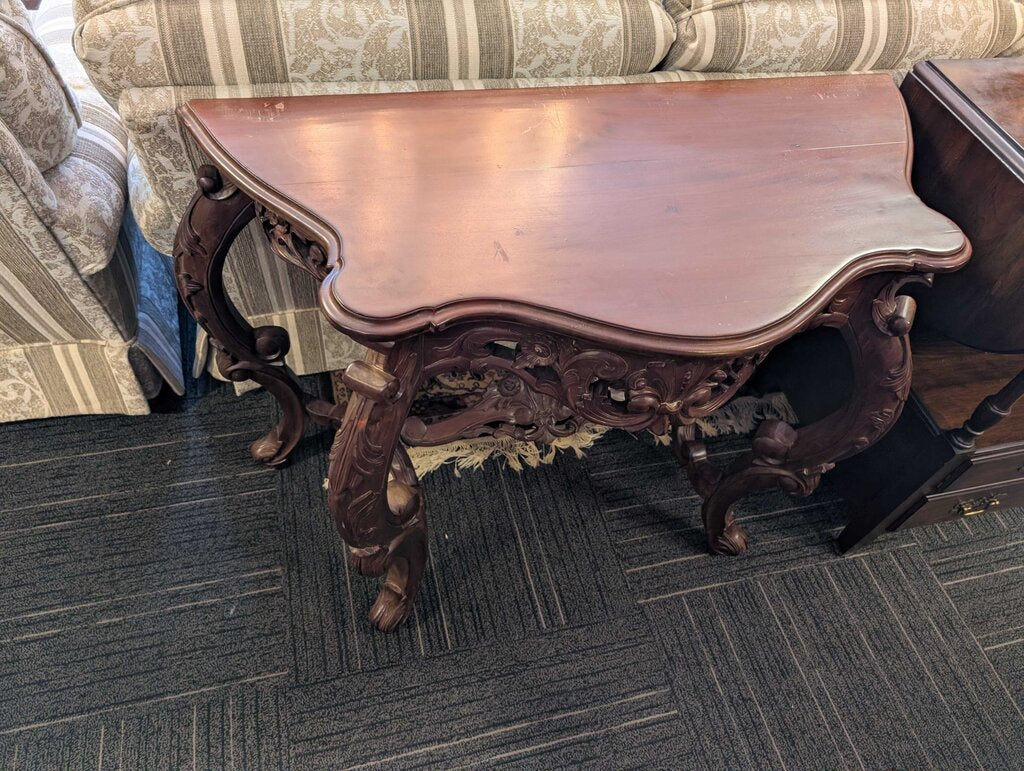 Carved Entry Stand With Mirror