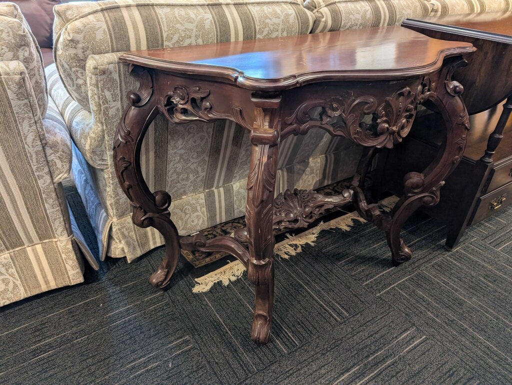 Carved Entry Stand With Mirror