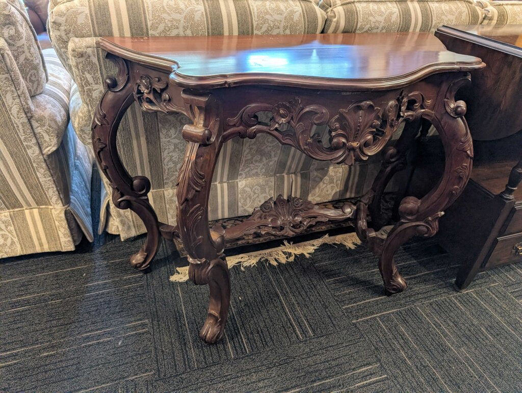 Carved Entry Stand With Mirror