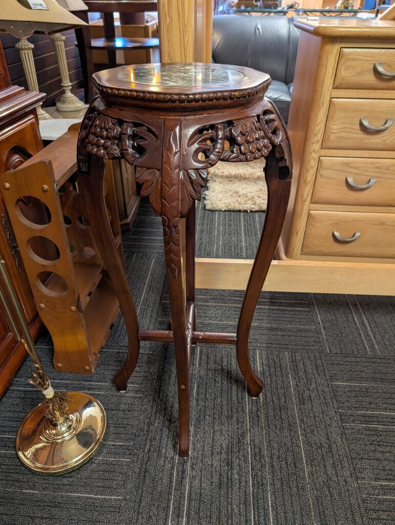 Carved Marble Top Plant Stand