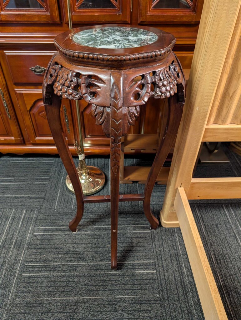 Carved Marble Top Plant Stand