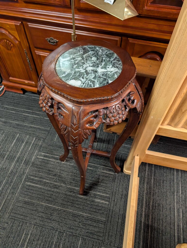 Carved Marble Top Plant Stand