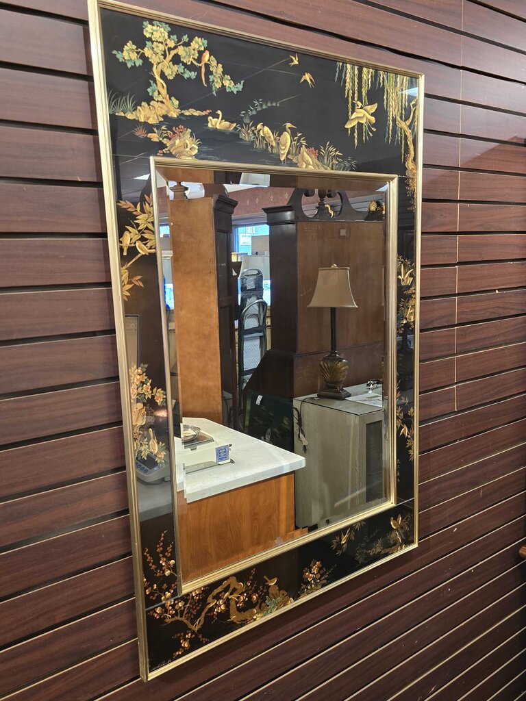Fabulous Artist Signed (Tardiff 86) LaBarge Reverse Painted Chinoiserie Mirror