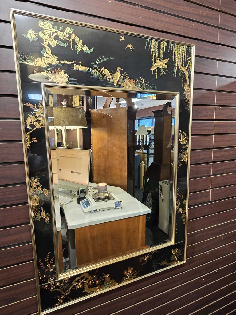 Fabulous Artist Signed (Tardiff 86) LaBarge Reverse Painted Chinoiserie Mirror