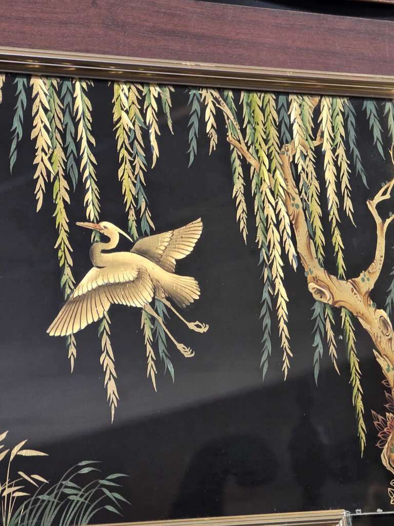 Fabulous Artist Signed (Tardiff 86) LaBarge Reverse Painted Chinoiserie Mirror
