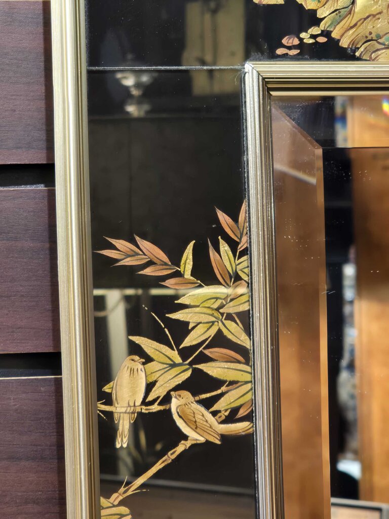 Fabulous Artist Signed (Tardiff 86) LaBarge Reverse Painted Chinoiserie Mirror