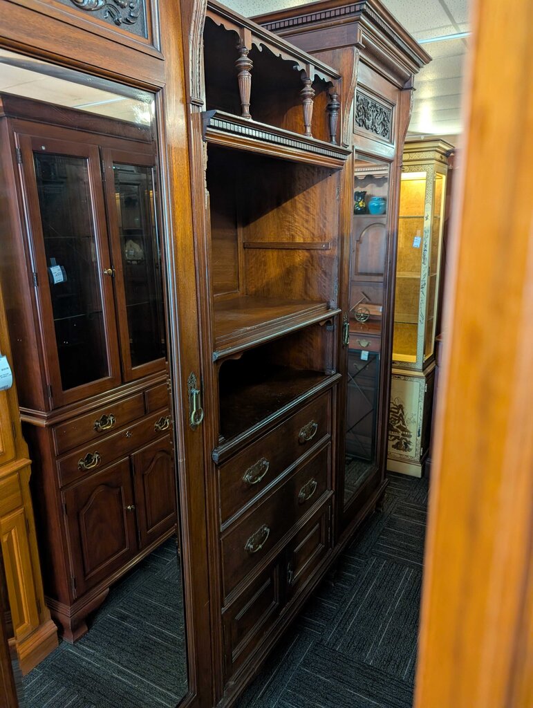 Large Antique Carved Breakdown Armoire ( AS IS )