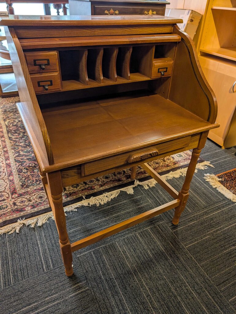 Oak Finish Roll Top Desk