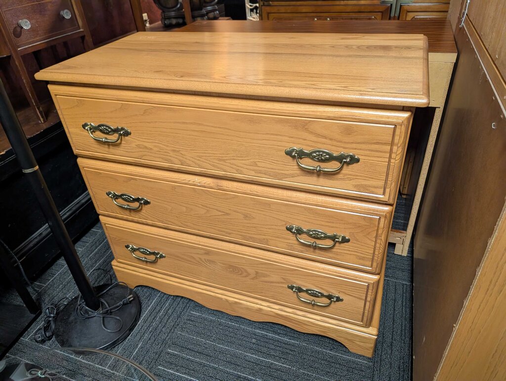 Three Drawer Oak Finish Dresser