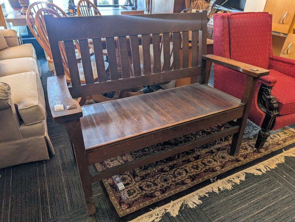 Arts & Crafts Oak Settee Circa 1900