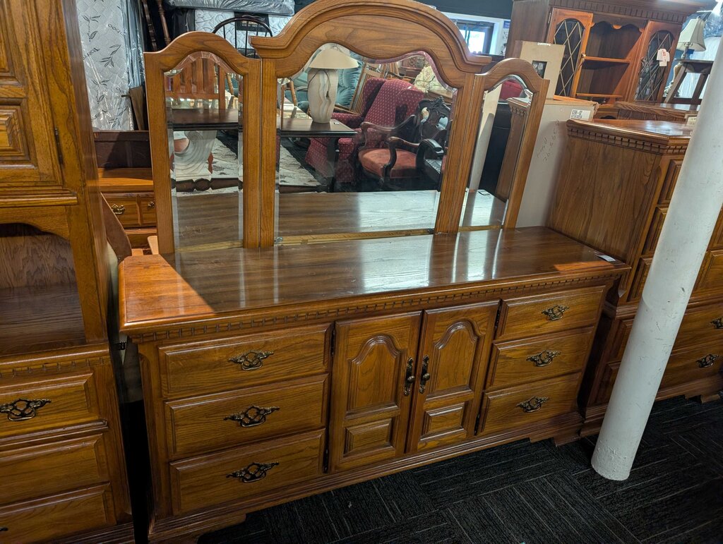 Oak Dresser With Mirror