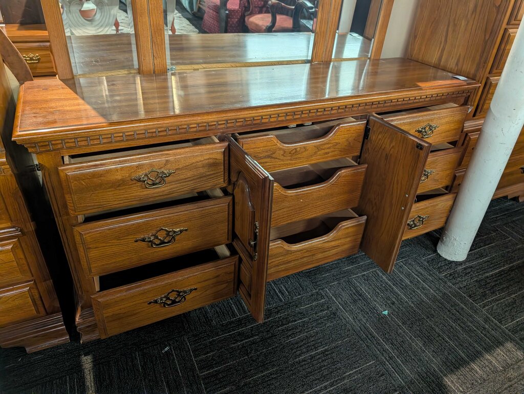 Oak Dresser With Mirror