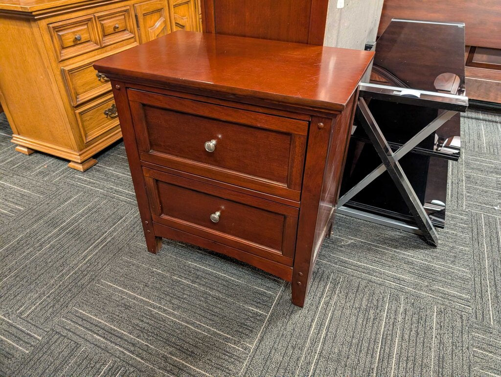 Cherry Finish Two Drawer Nightstand