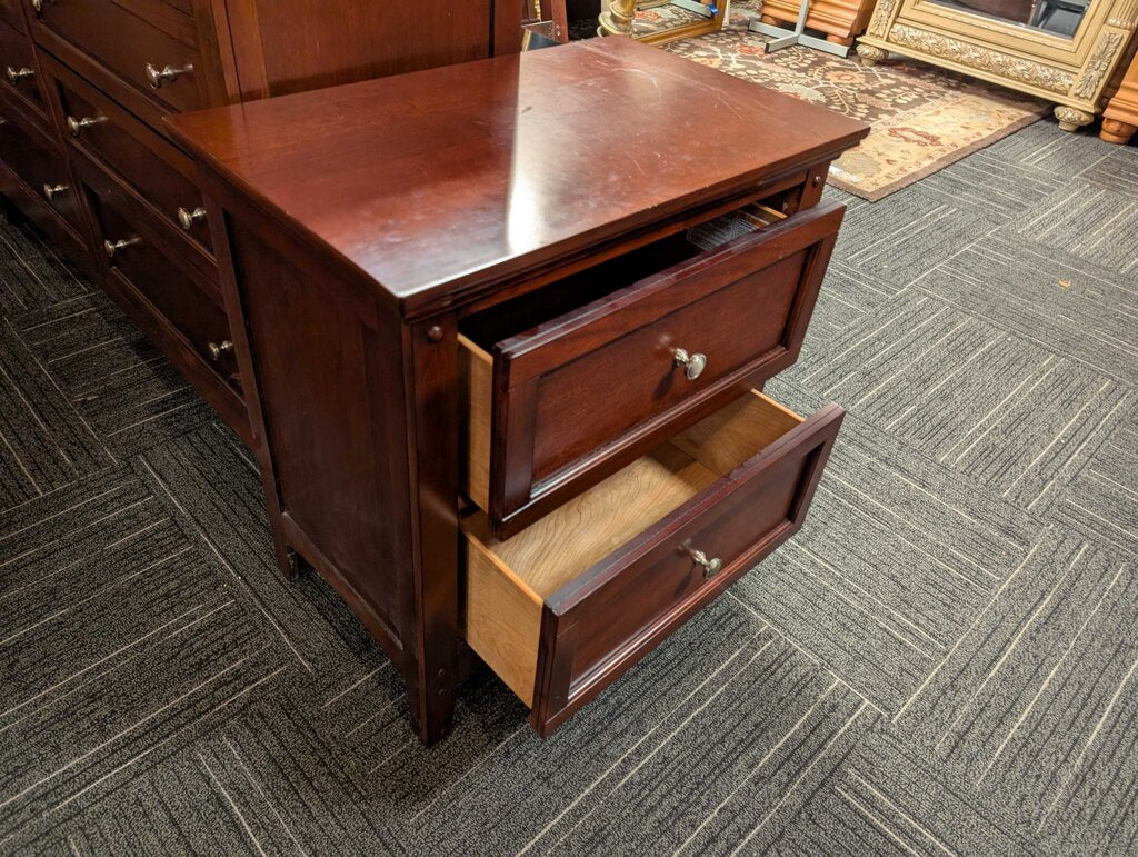 Cherry Finish Two Drawer Nightstand