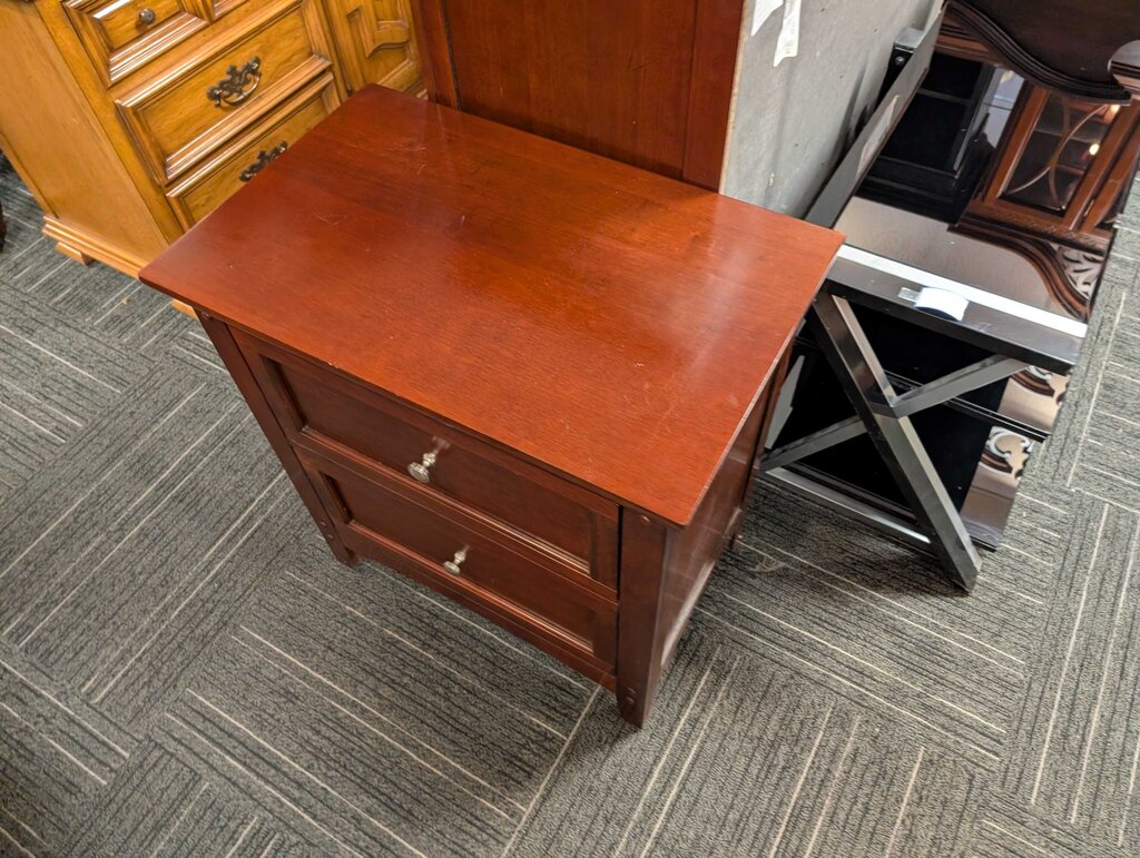 Cherry Finish Two Drawer Nightstand