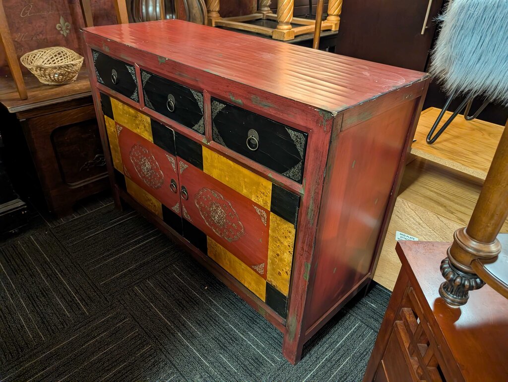 Paint Decorated Two Door Cabinet