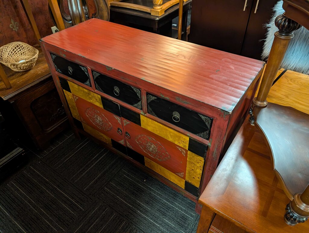 Paint Decorated Two Door Cabinet
