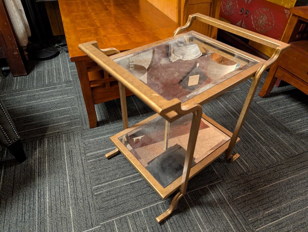 Two Tier Glass Top Side Table