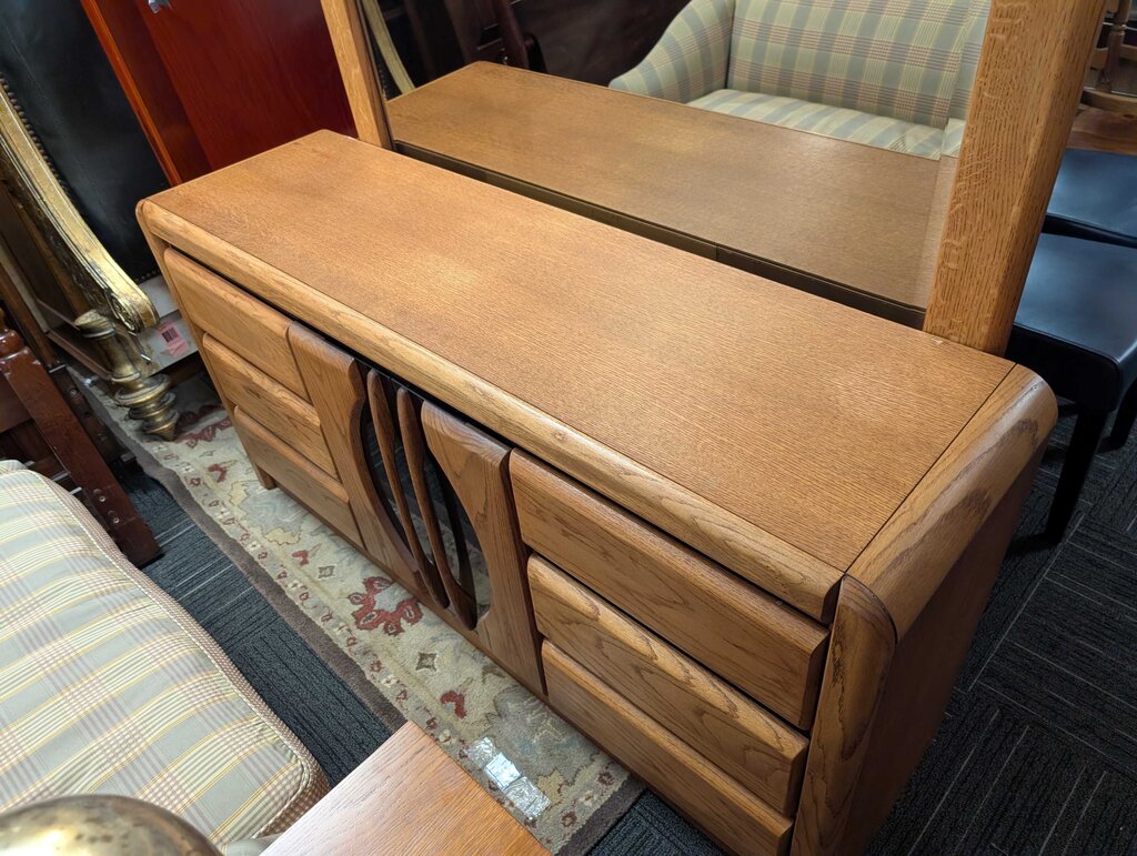 Oak Dresser With Mirror