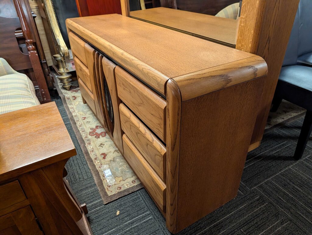 Oak Dresser With Mirror