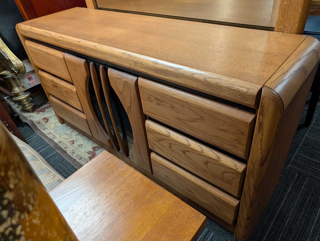 Oak Dresser With Mirror