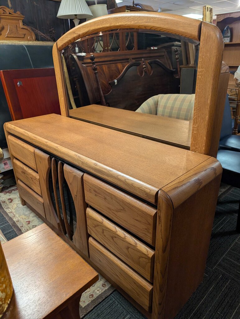 Oak Dresser With Mirror